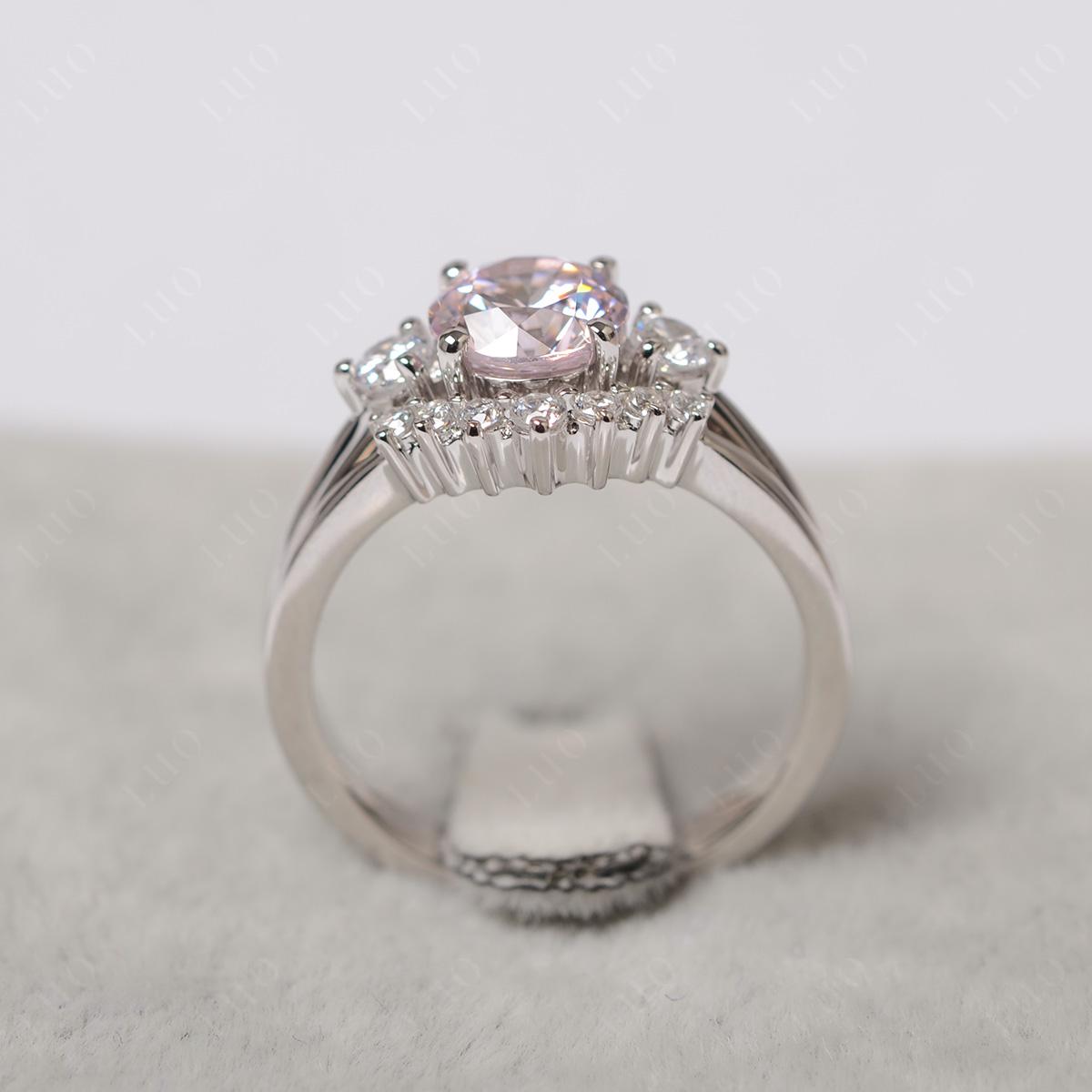 Pink Cubic Zirconia Ring Bridal Set Engagement Ring - LUO Jewelry