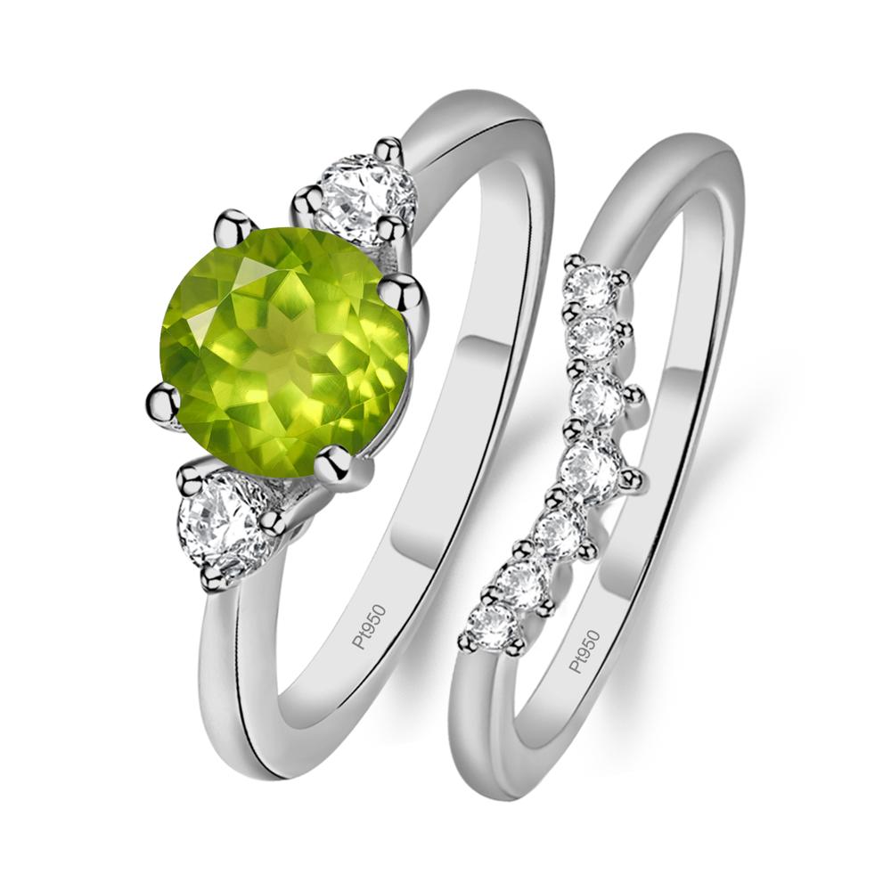 Peridot Ring Bridal Set Engagement Ring - LUO Jewelry #metal_platinum