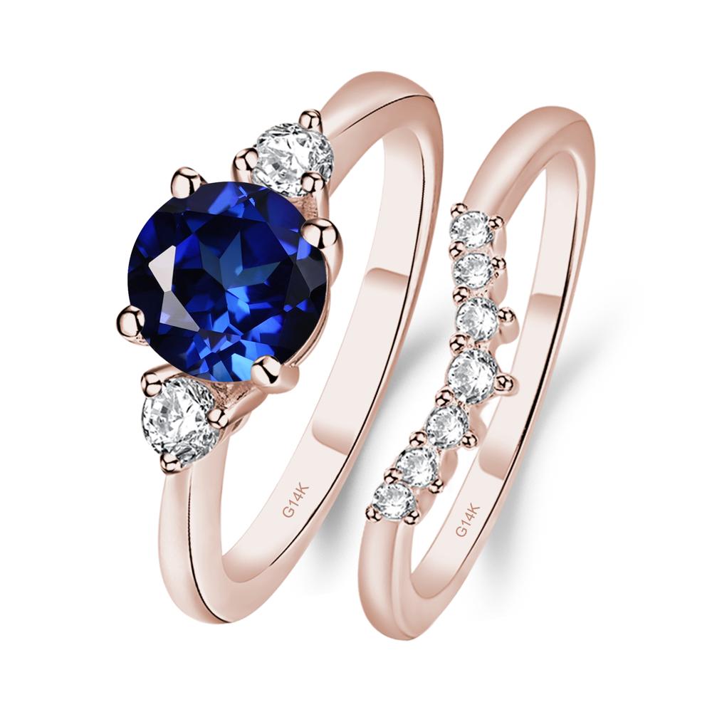 Sapphire Ring Bridal Set Engagement Ring - LUO Jewelry #metal_14k rose gold