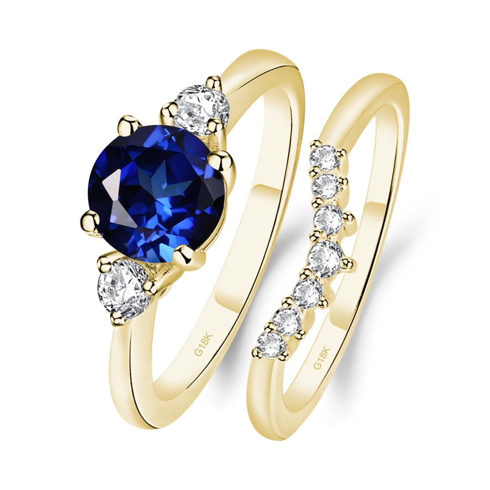 Sapphire Ring Bridal Set Engagement Ring - LUO Jewelry #metal_18k yellow gold