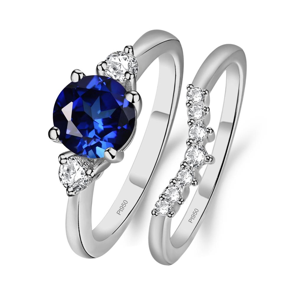 Sapphire Ring Bridal Set Engagement Ring - LUO Jewelry #metal_platinum