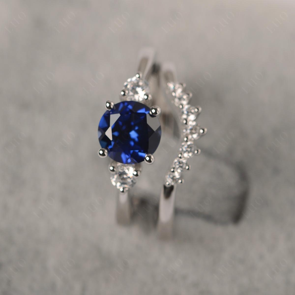 Sapphire Ring Bridal Set Engagement Ring - LUO Jewelry