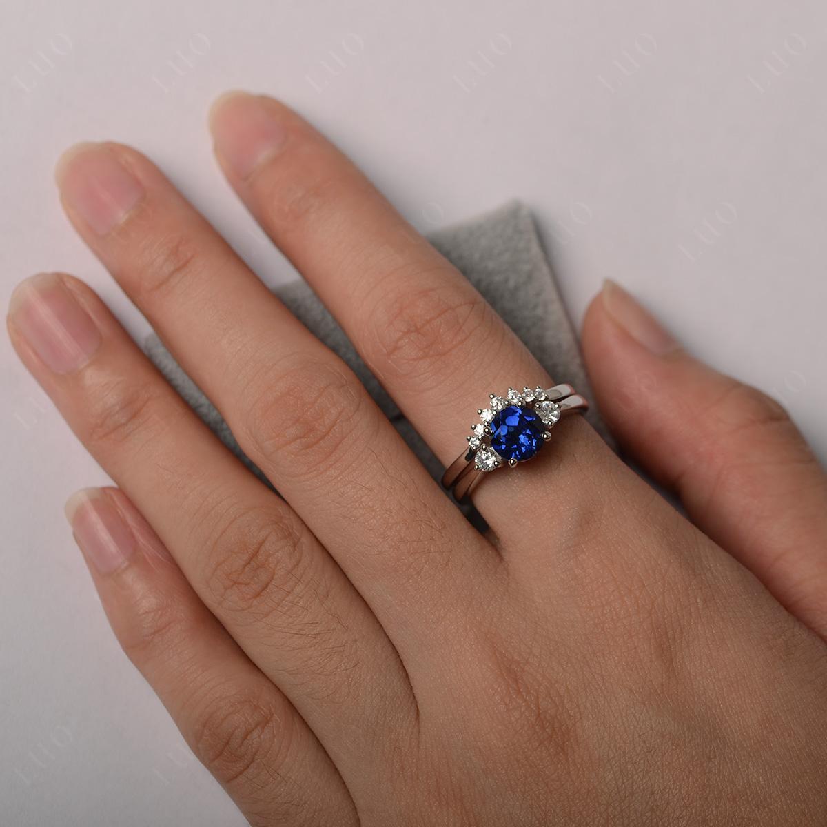 Sapphire Ring Bridal Set Engagement Ring - LUO Jewelry