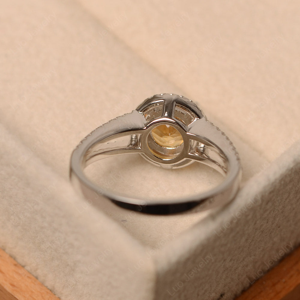Round Citrine Halo Split Shank Engagement Ring - LUO Jewelry