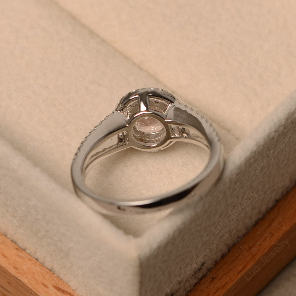 Round Morganite Halo Split Shank Engagement Ring - LUO Jewelry