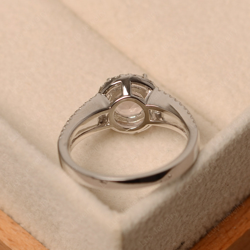 Round Rose Quartz Halo Split Shank Engagement Ring - LUO Jewelry