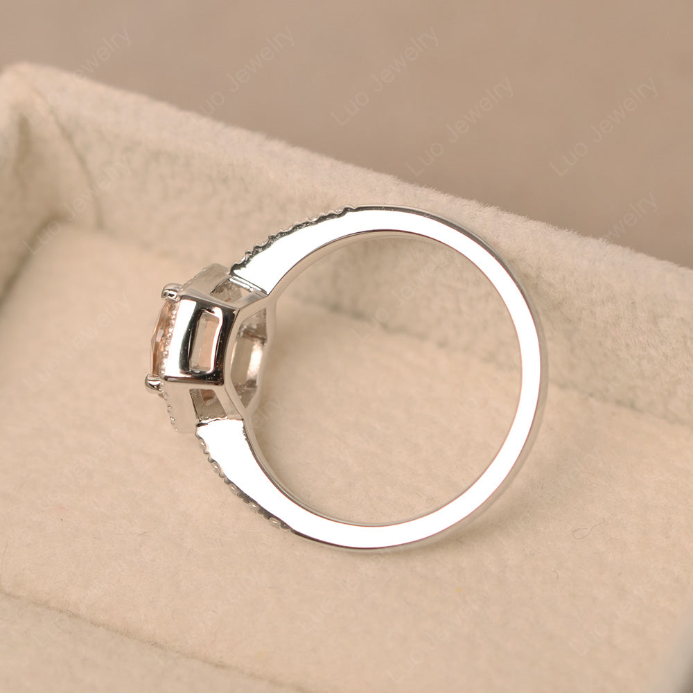 Morganite Halo Hexagon Setting Engagement Ring - LUO Jewelry
