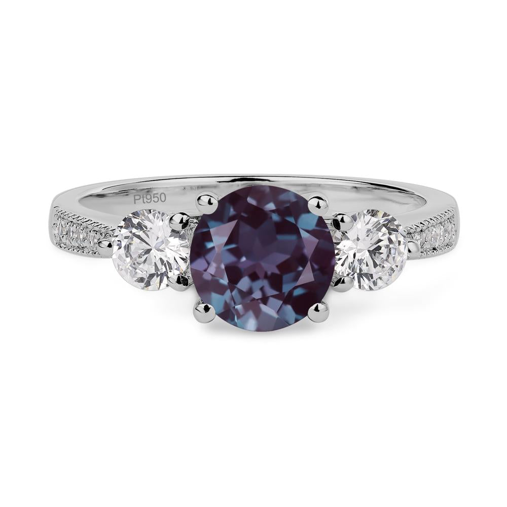 Alexandrite Ring 3 Stone Engagement Ring - LUO Jewelry #metal_platinum