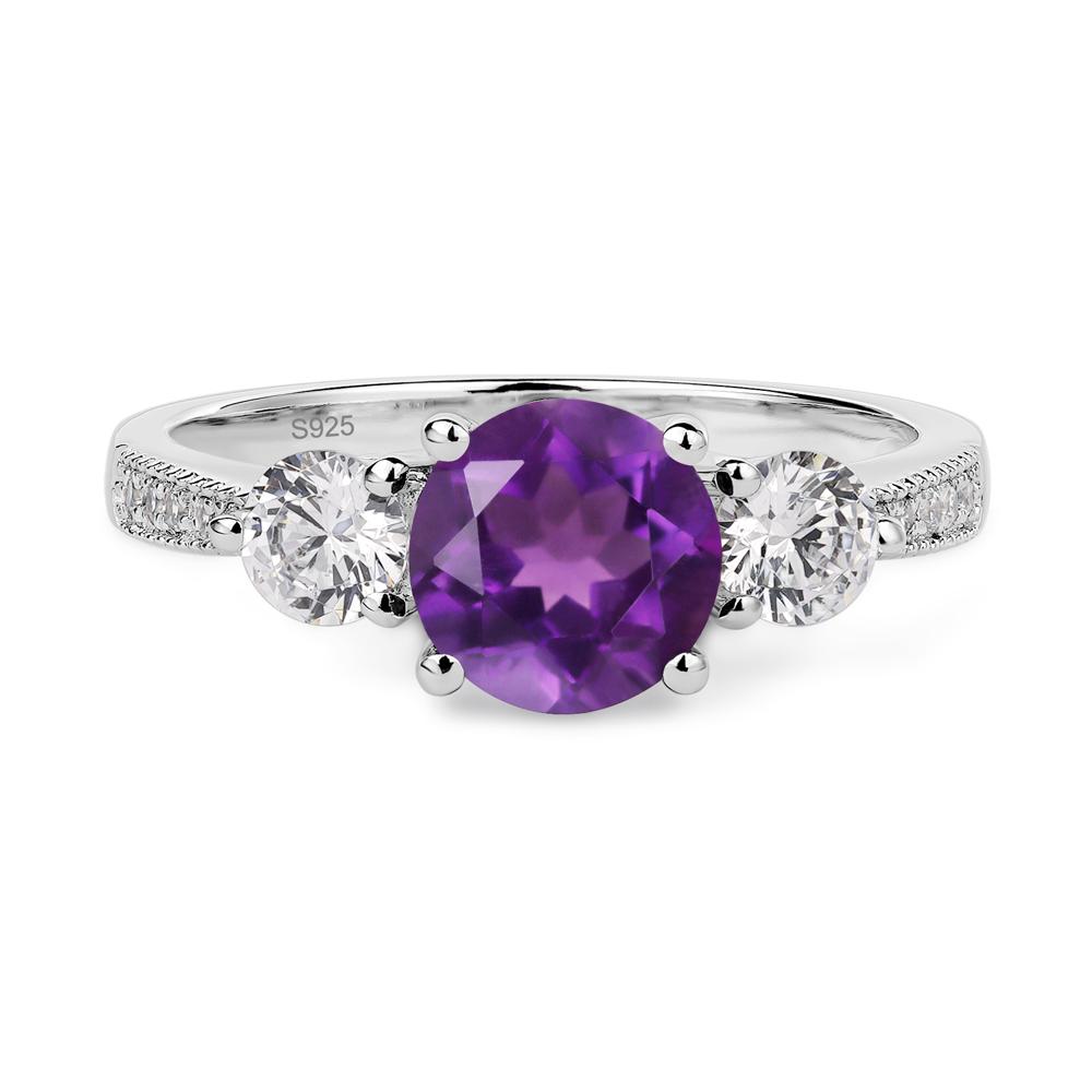 Amethyst Ring 3 Stone Engagement Ring - LUO Jewelry #metal_sterling silver