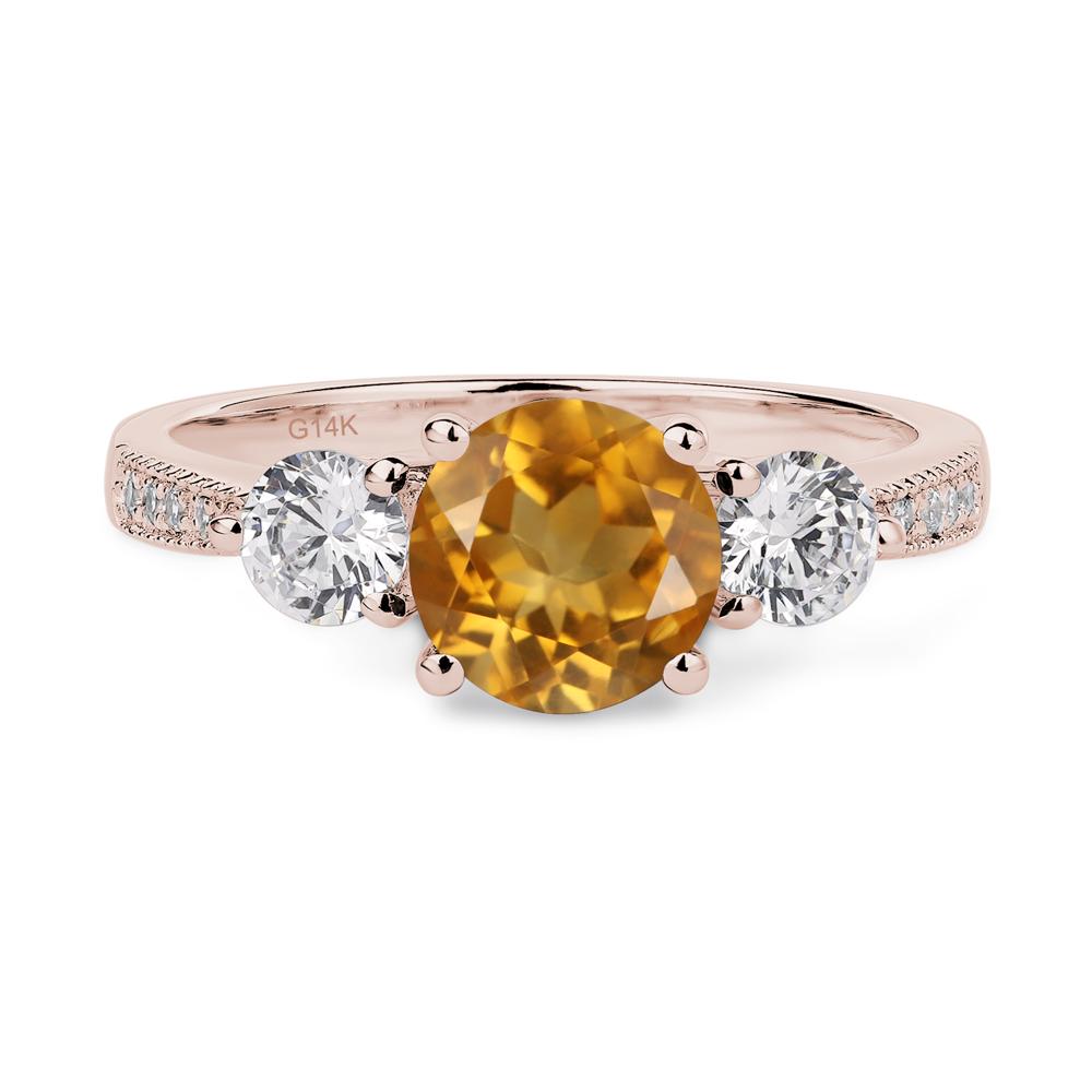 Citrine Ring 3 Stone Engagement Ring - LUO Jewelry #metal_14k rose gold
