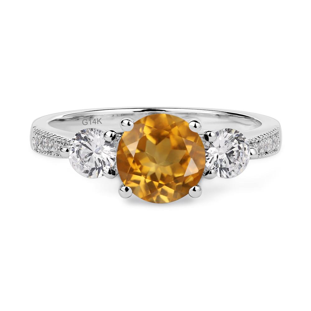 Citrine Ring 3 Stone Engagement Ring - LUO Jewelry #metal_14k white gold