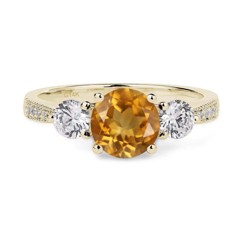 Citrine Ring 3 Stone Engagement Ring - LUO Jewelry #metal_14k yellow gold