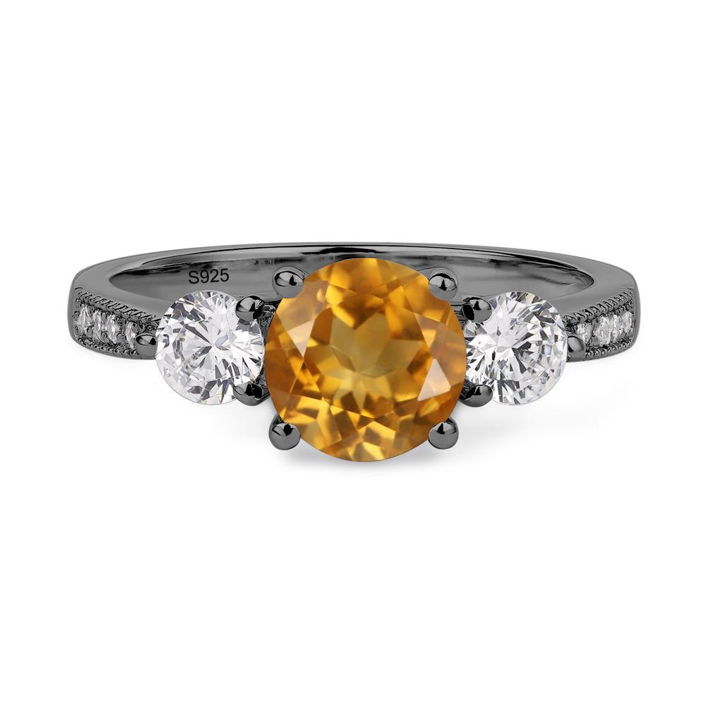 Citrine Ring 3 Stone Engagement Ring - LUO Jewelry #metal_black finish sterling silver