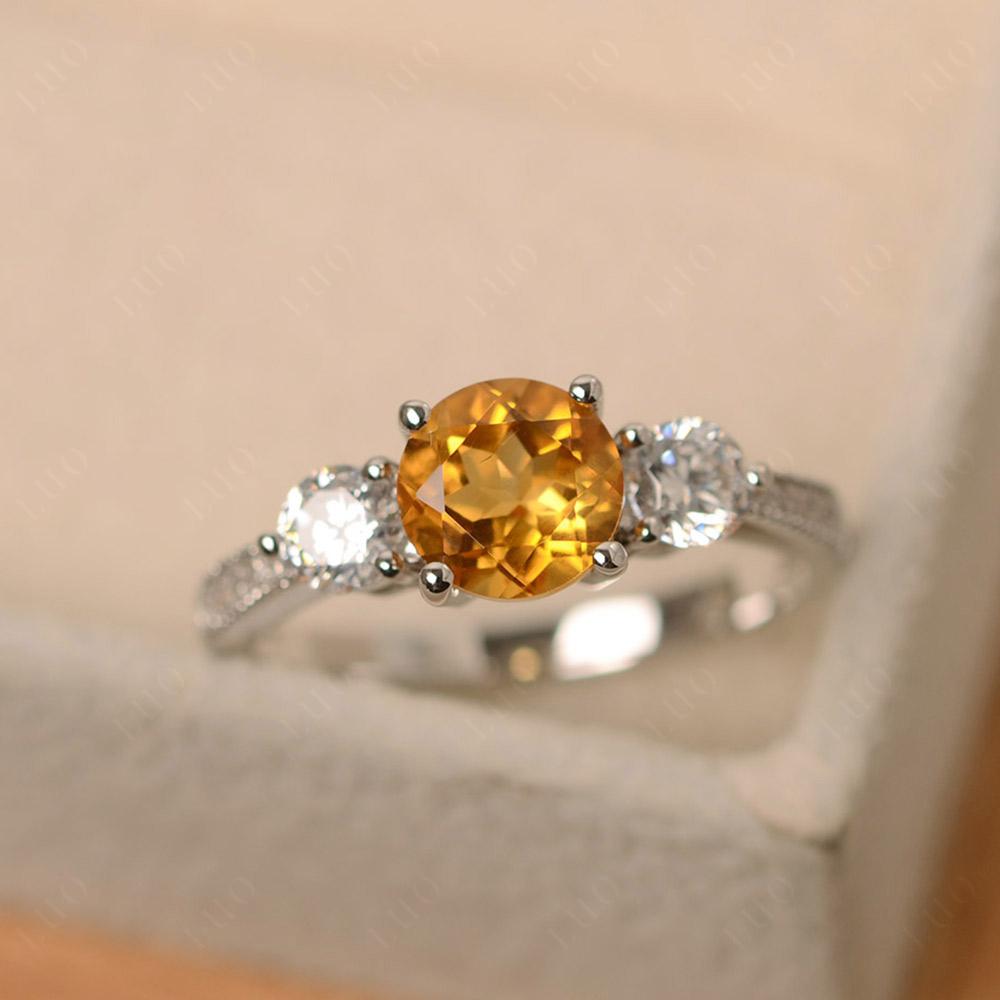 Citrine Ring 3 Stone Engagement Ring - LUO Jewelry
