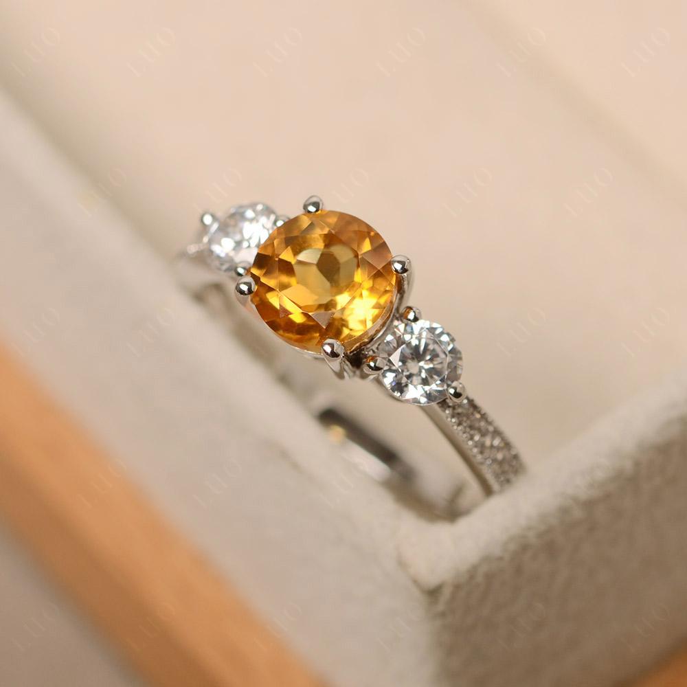 Citrine Ring 3 Stone Engagement Ring - LUO Jewelry