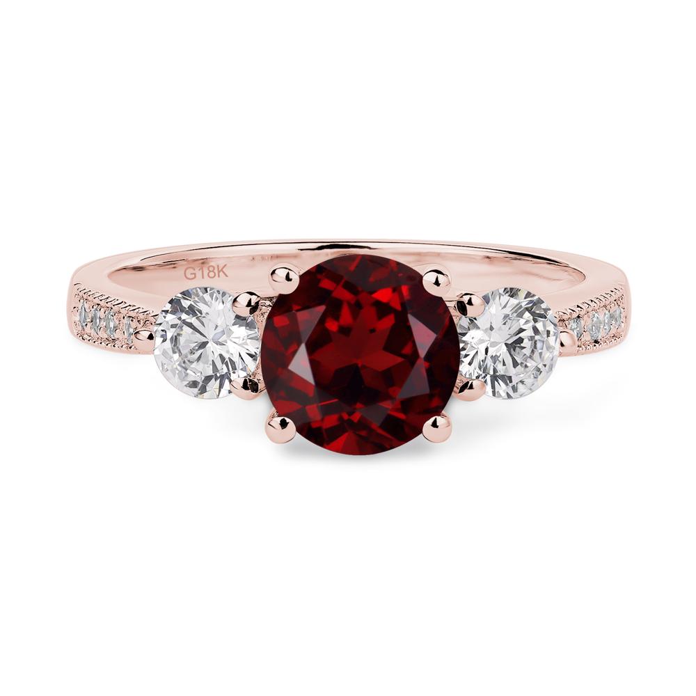 Garnet Ring 3 Stone Engagement Ring - LUO Jewelry #metal_18k rose gold
