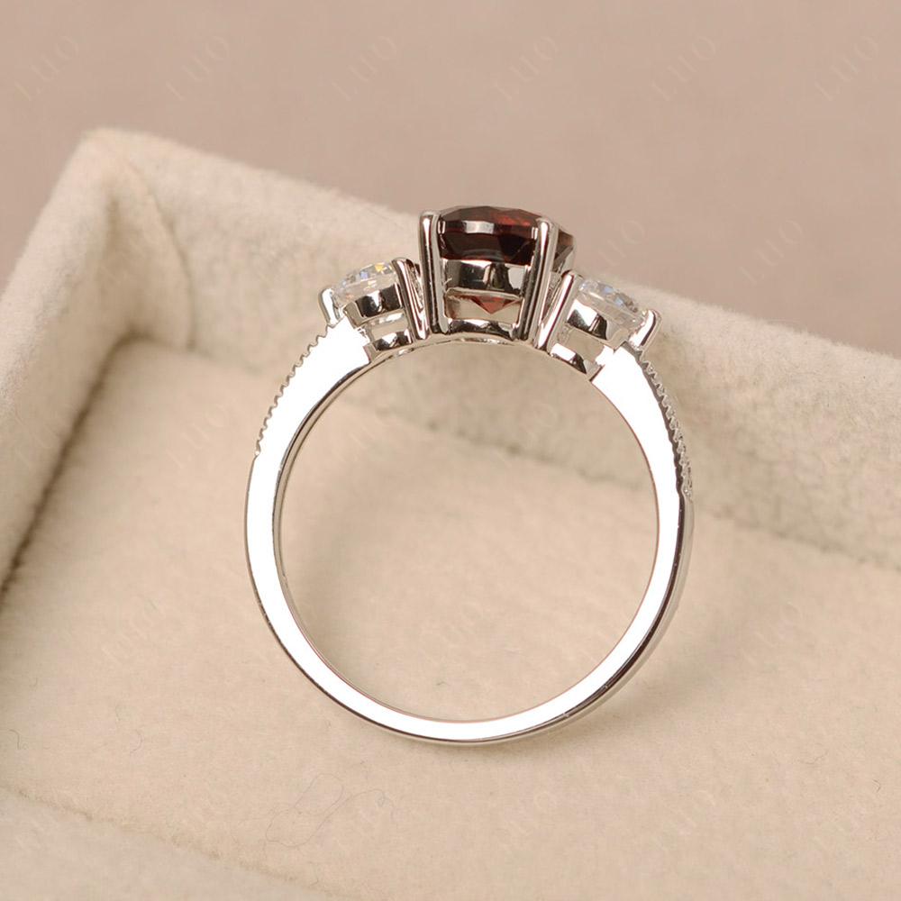 Garnet Ring 3 Stone Engagement Ring - LUO Jewelry