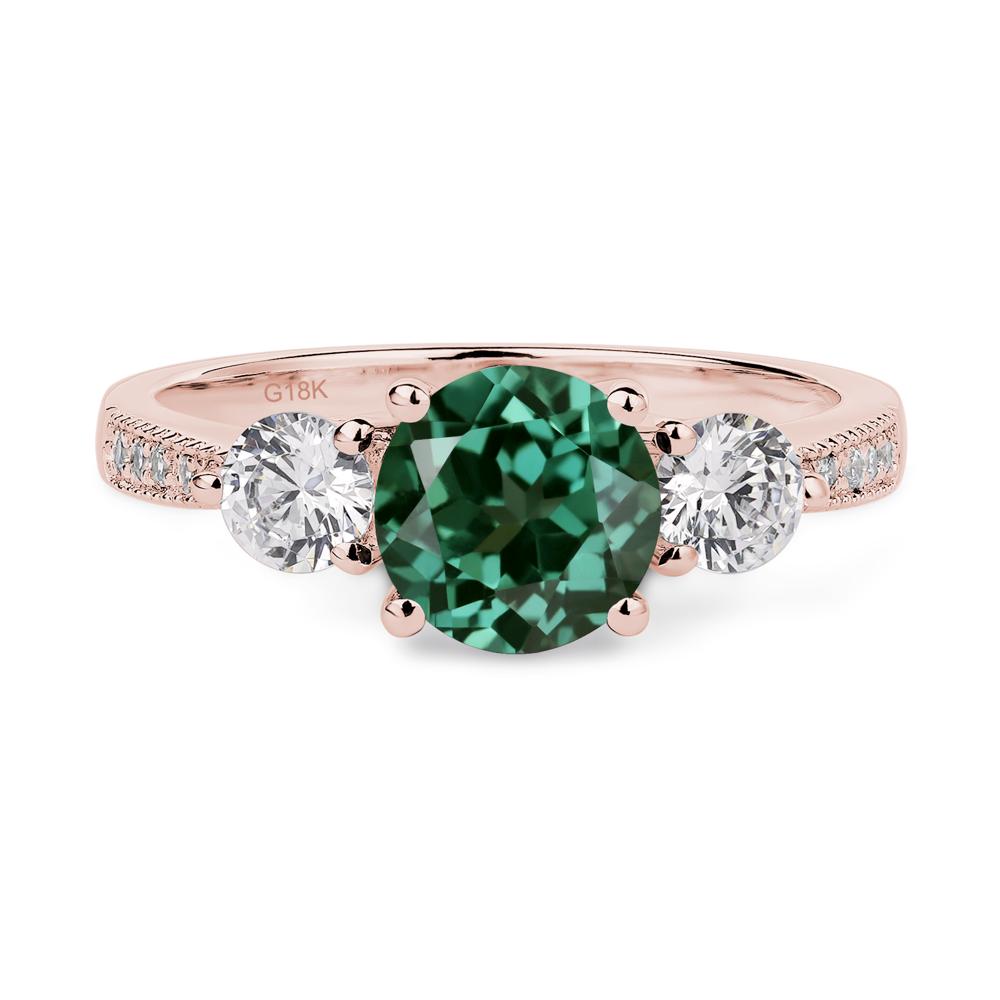 Green Sapphire Ring 3 Stone Engagement Ring - LUO Jewelry #metal_18k rose gold
