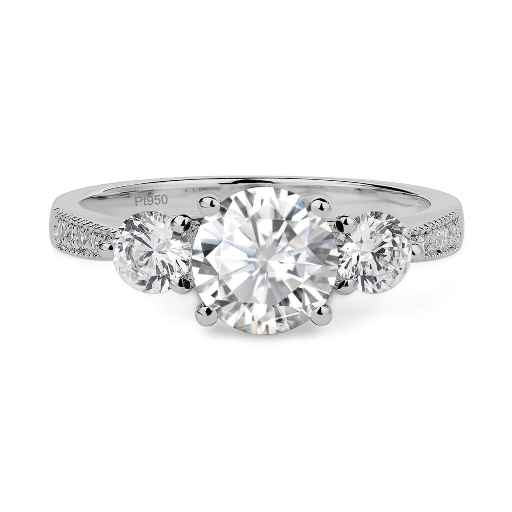 Moissanite Ring 3 Stone Engagement Ring - LUO Jewelry #metal_platinum
