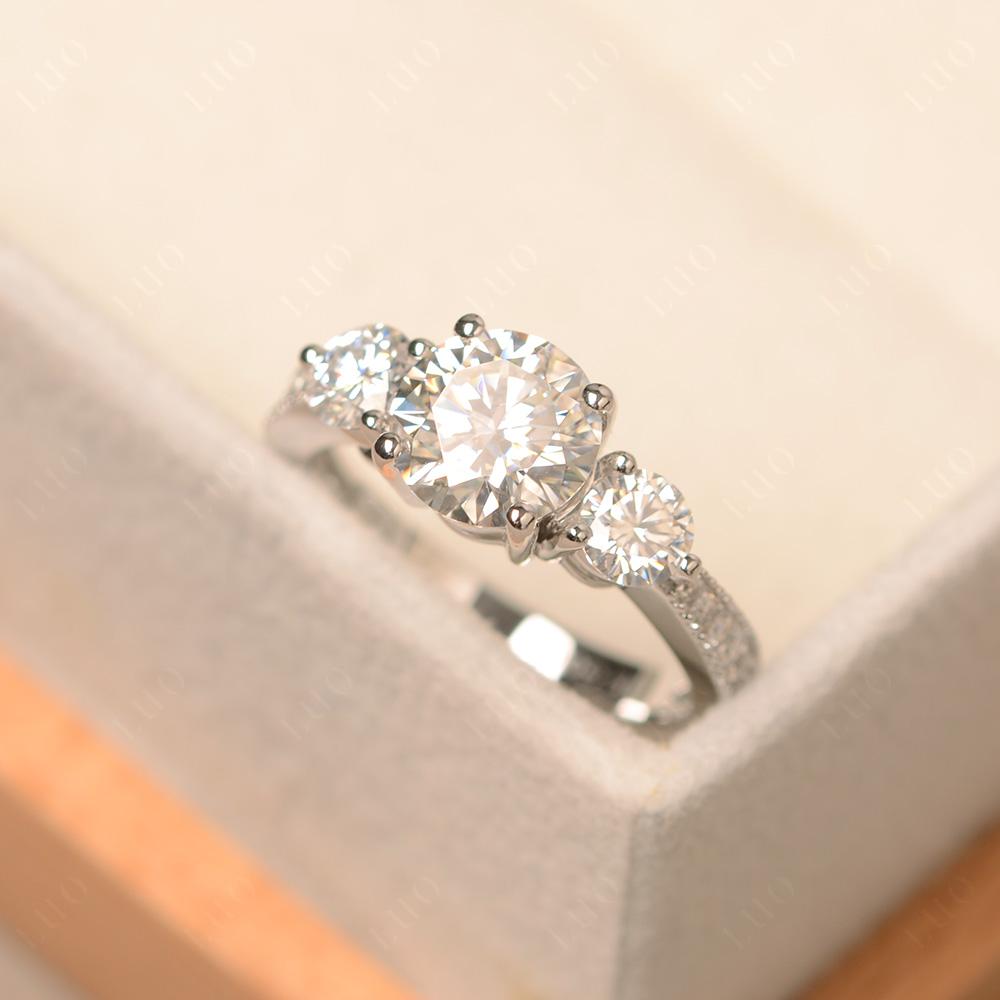 Moissanite Ring 3 Stone Engagement Ring - LUO Jewelry