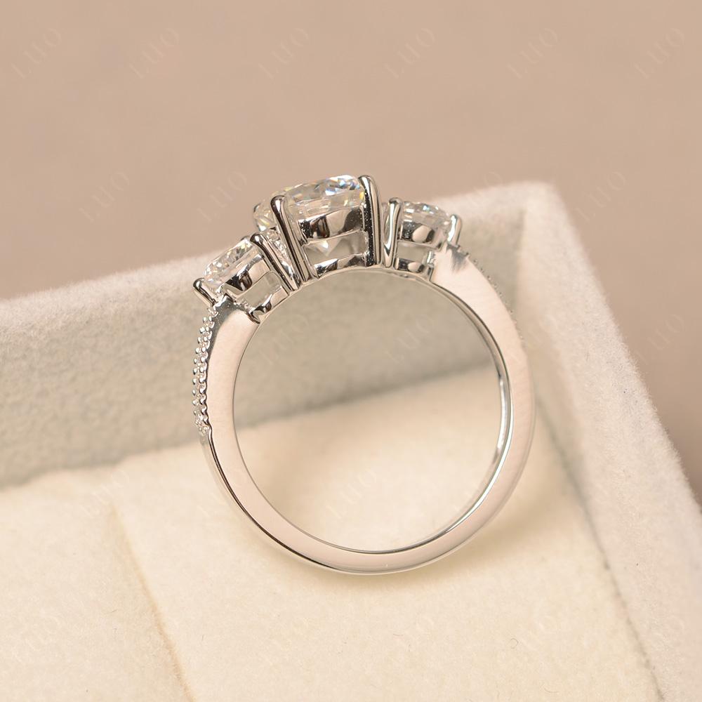 Moissanite Ring 3 Stone Engagement Ring - LUO Jewelry