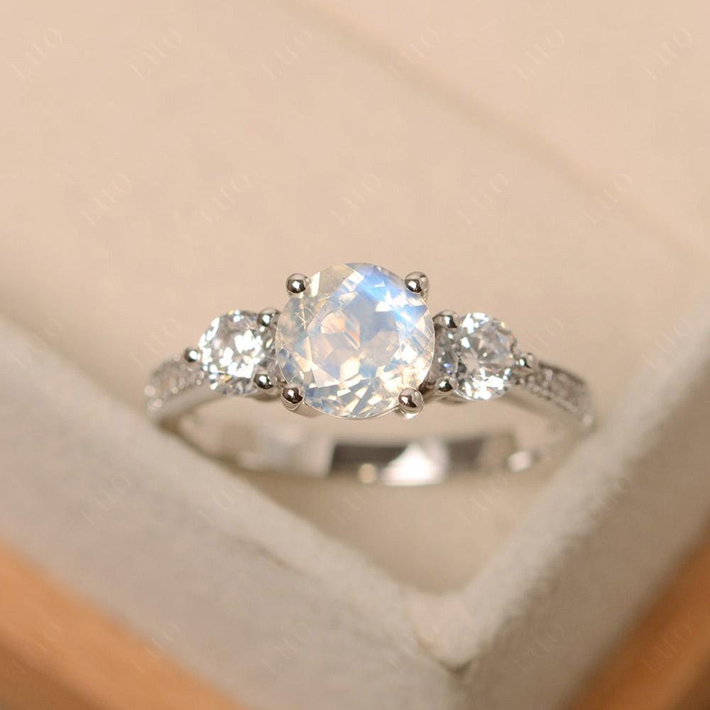 Moonstone Ring 3 Stone Engagement Ring - LUO Jewelry