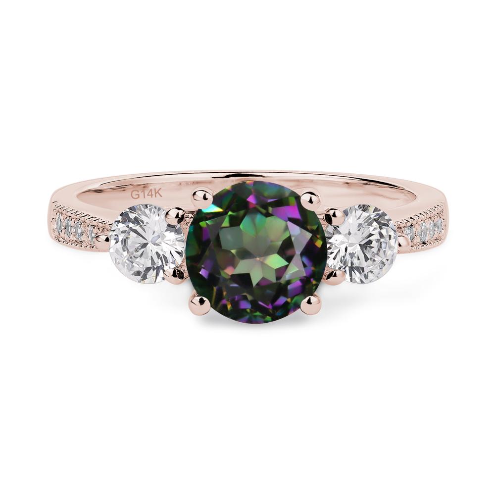 Mystic Topaz Ring 3 Stone Engagement Ring - LUO Jewelry #metal_14k rose gold