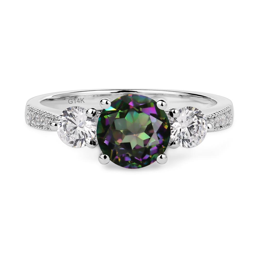 Mystic Topaz Ring 3 Stone Engagement Ring - LUO Jewelry #metal_14k white gold