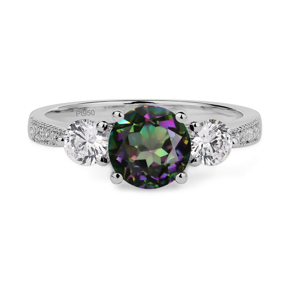 Mystic Topaz Ring 3 Stone Engagement Ring - LUO Jewelry #metal_platinum