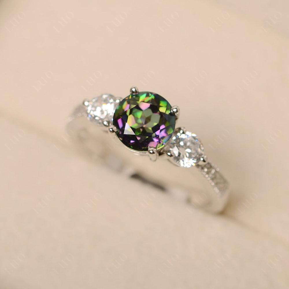 Mystic Topaz Ring 3 Stone Engagement Ring - LUO Jewelry