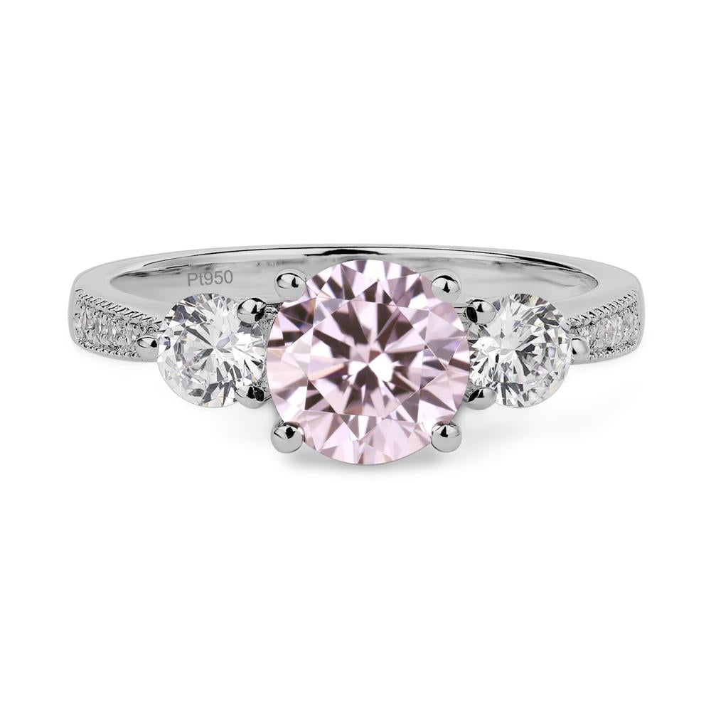 Pink Cubic Zirconia Ring 3 Stone Engagement Ring - LUO Jewelry #metal_platinum