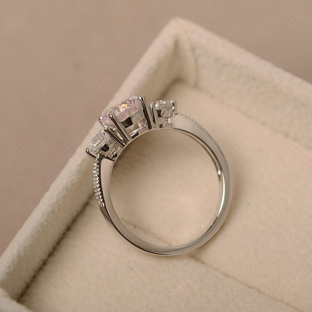 Pink Cubic Zirconia Ring 3 Stone Engagement Ring - LUO Jewelry