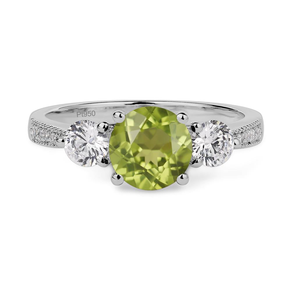 Peridot Ring 3 Stone Engagement Ring - LUO Jewelry #metal_platinum