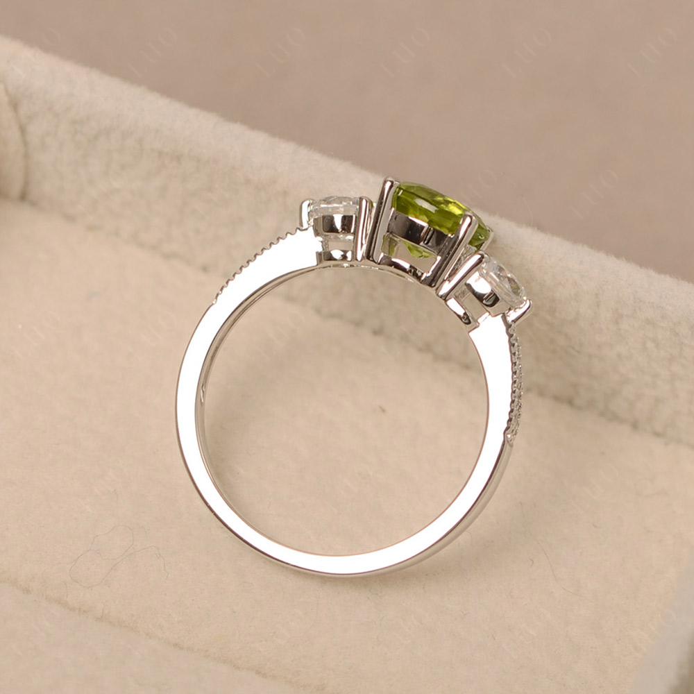 Peridot Ring 3 Stone Engagement Ring - LUO Jewelry