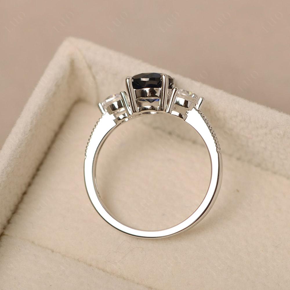 Lab Created Sapphire Ring 3 Stone Engagement Ring - LUO Jewelry