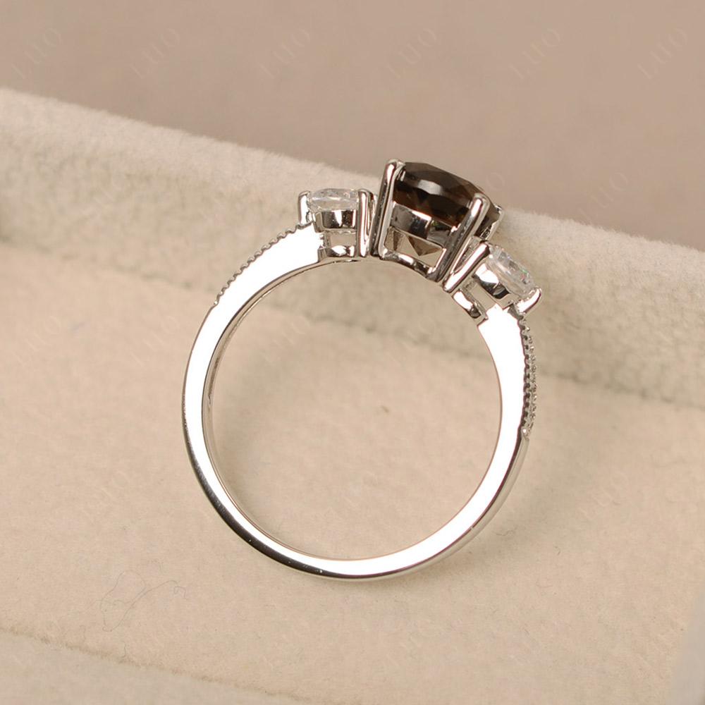 Smoky Quartz Ring 3 Stone Engagement Ring - LUO Jewelry