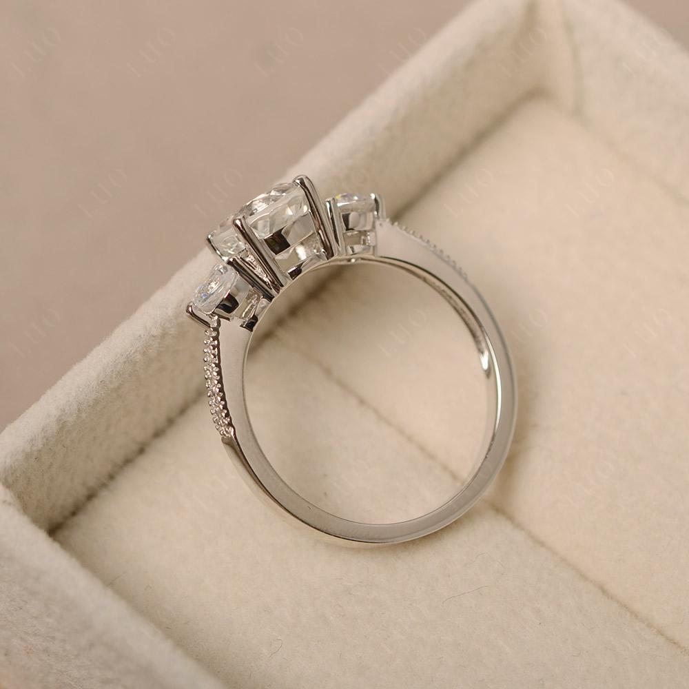 White Topaz Ring 3 Stone Engagement Ring - LUO Jewelry
