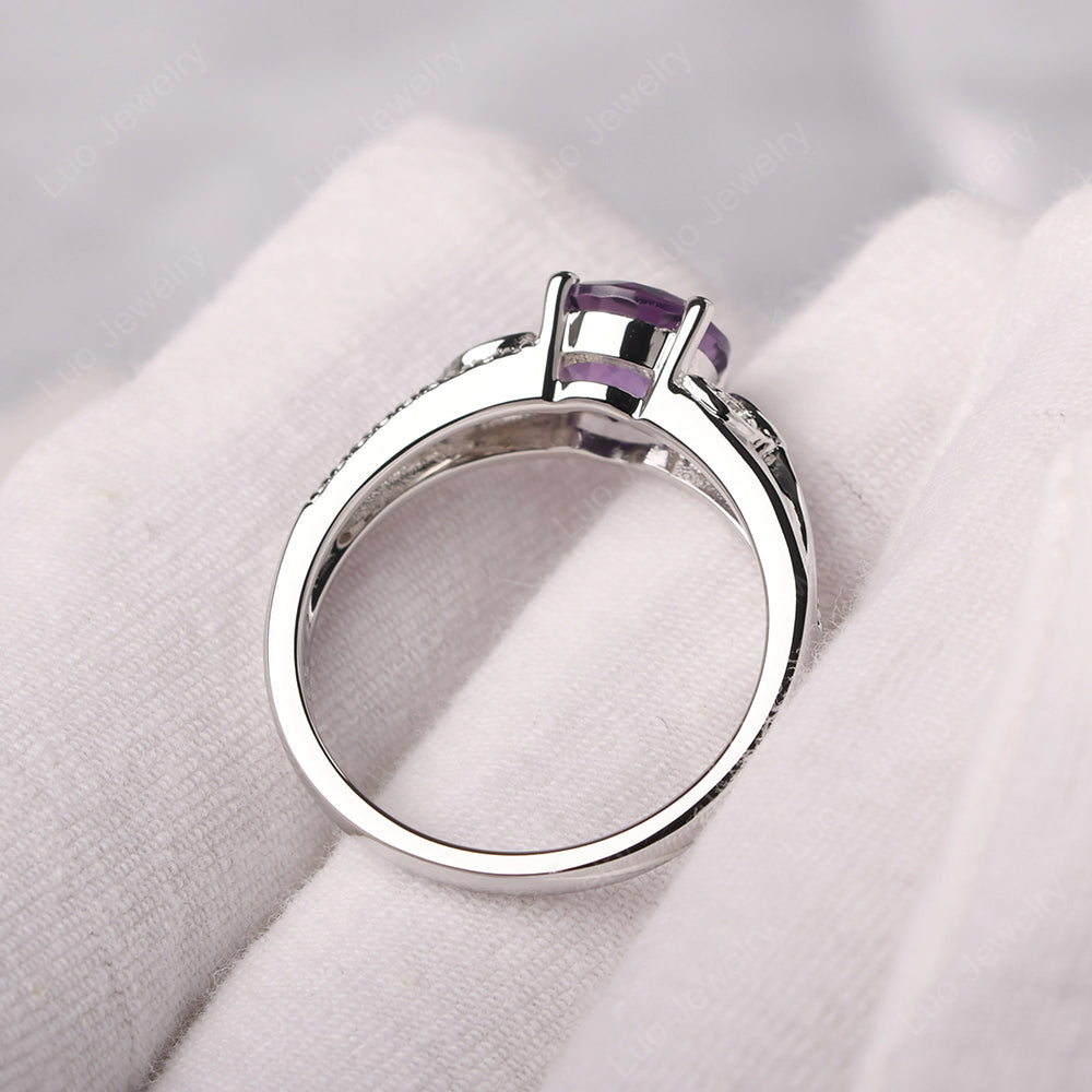 Round Cut Amethyst Engagement Ring White Gold - LUO Jewelry