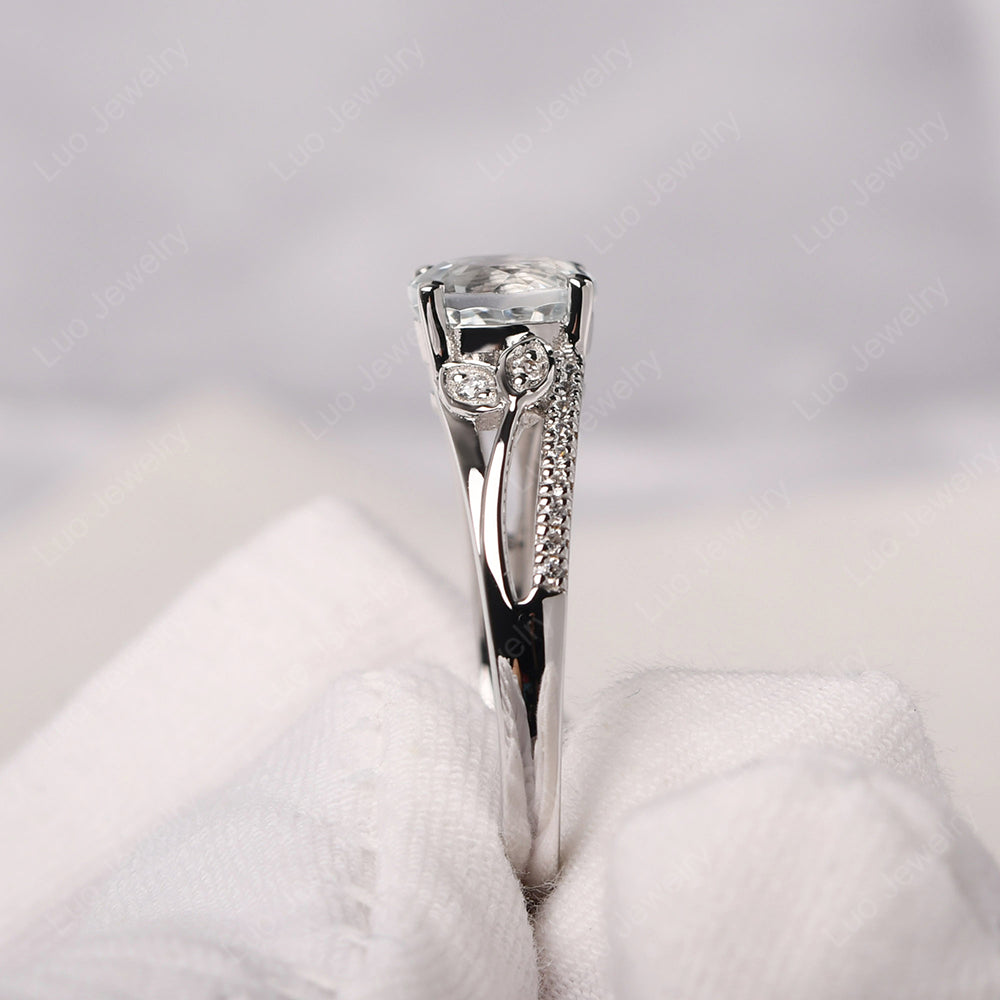 Round Cut White Topaz Engagement Ring White Gold - LUO Jewelry