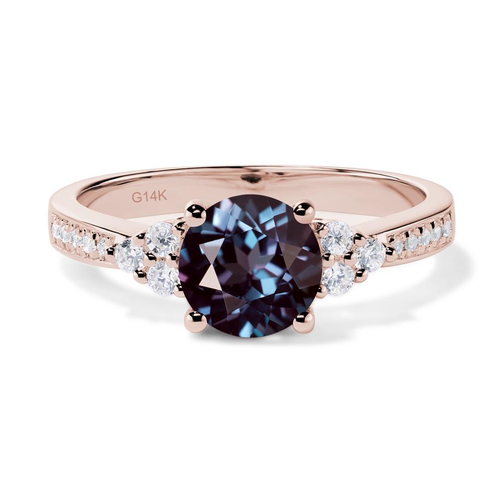 Round Cut Alexandrite Engagement Ring - LUO Jewelry #metal_14k rose gold