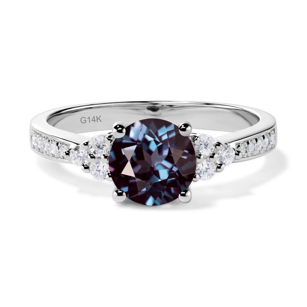 Round Cut Alexandrite Engagement Ring - LUO Jewelry #metal_14k white gold