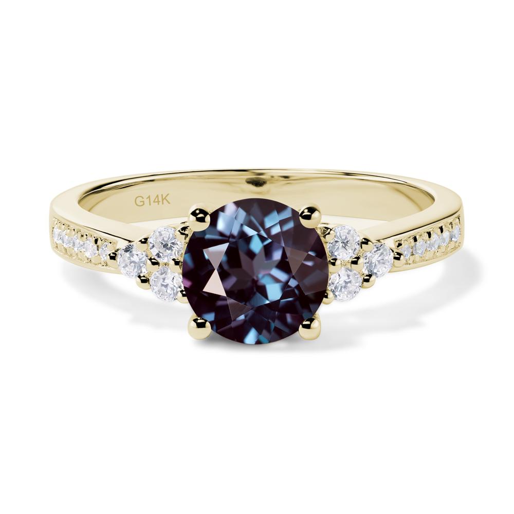 Round Cut Alexandrite Engagement Ring - LUO Jewelry #metal_14k yellow gold