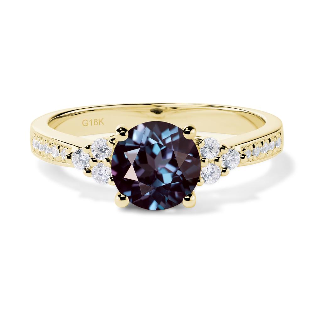 Round Cut Alexandrite Engagement Ring - LUO Jewelry #metal_18k yellow gold