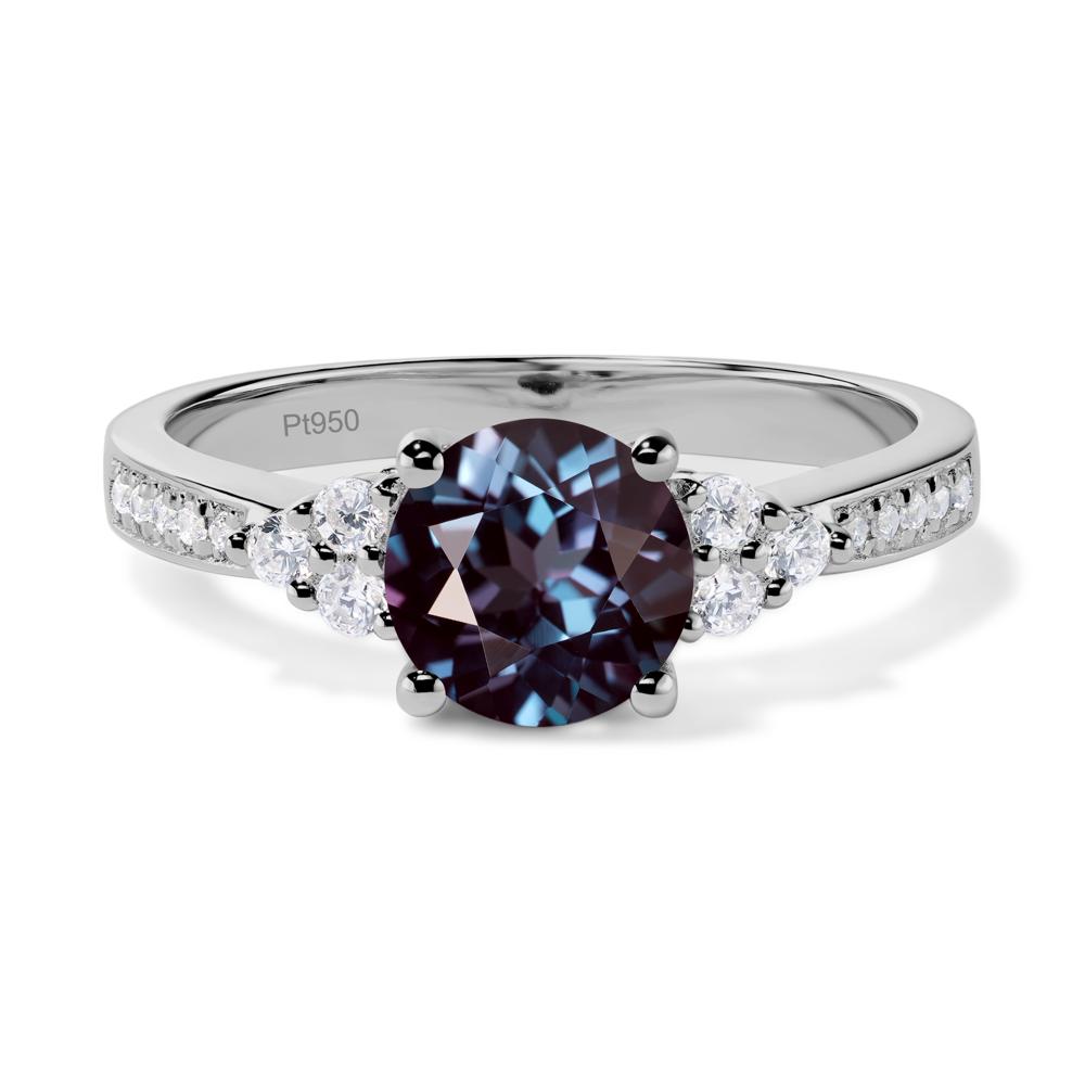 Round Cut Alexandrite Engagement Ring - LUO Jewelry #metal_platinum
