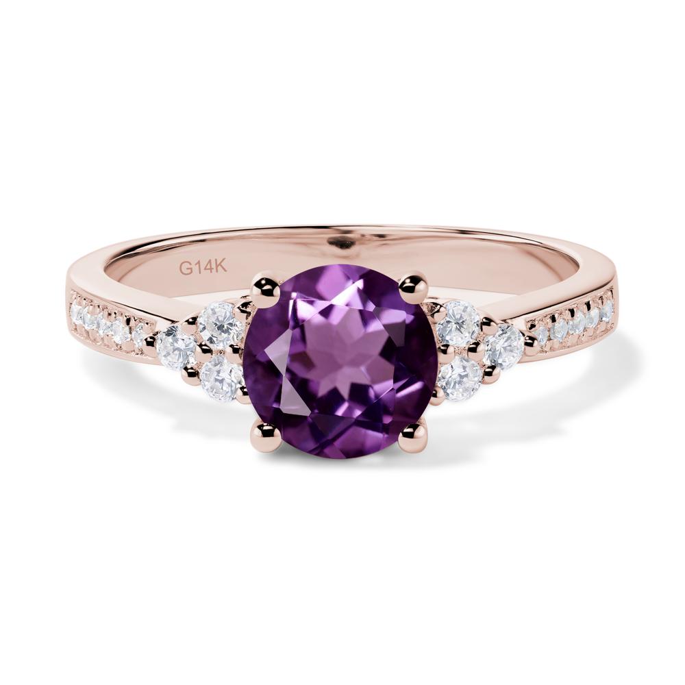 Round Cut Amethyst Engagement Ring - LUO Jewelry #metal_14k rose gold