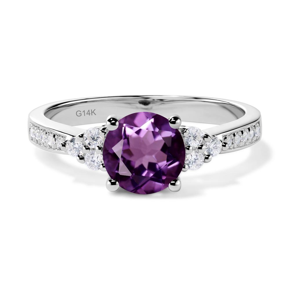 Round Cut Amethyst Engagement Ring - LUO Jewelry #metal_14k white gold