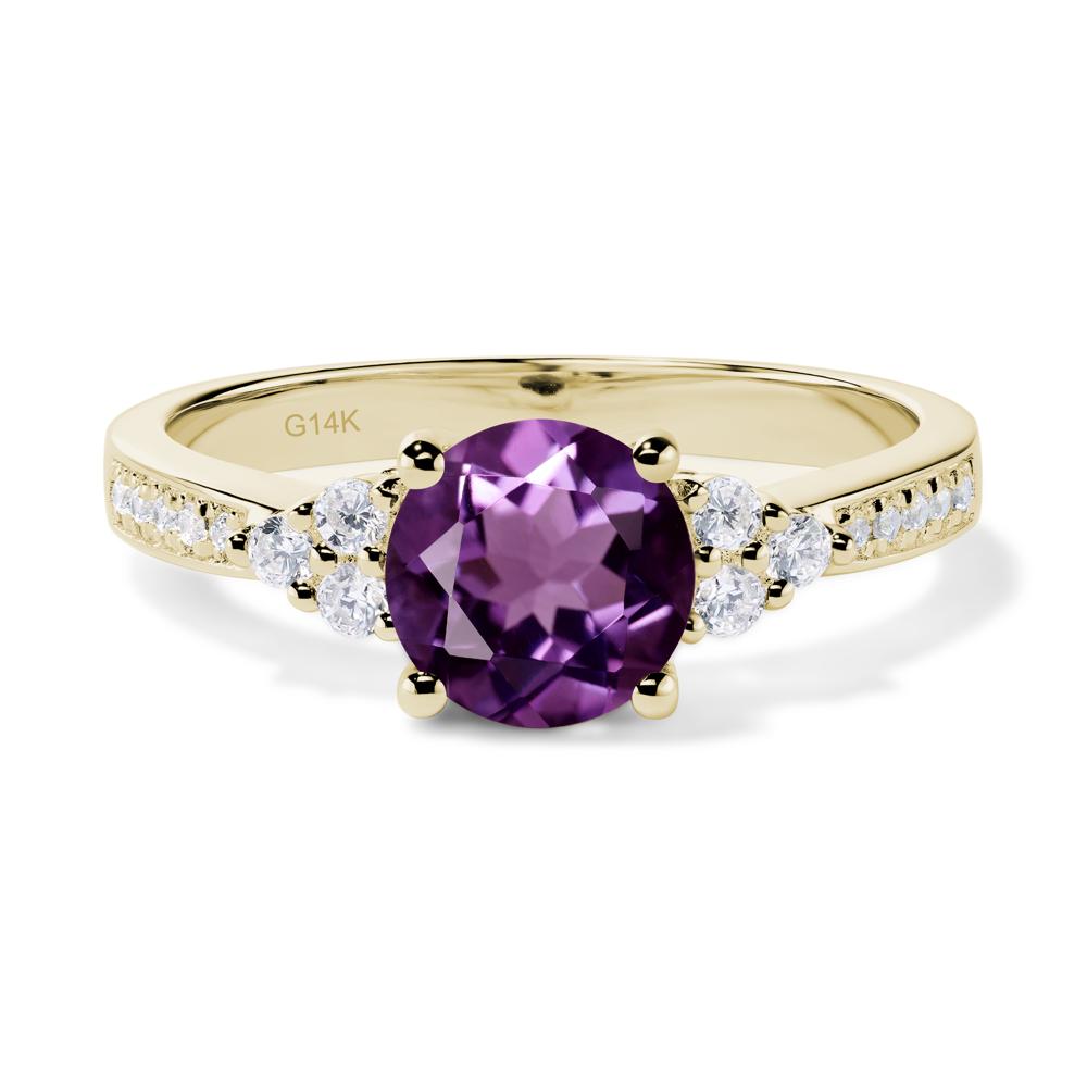Round Cut Amethyst Engagement Ring - LUO Jewelry #metal_14k yellow gold
