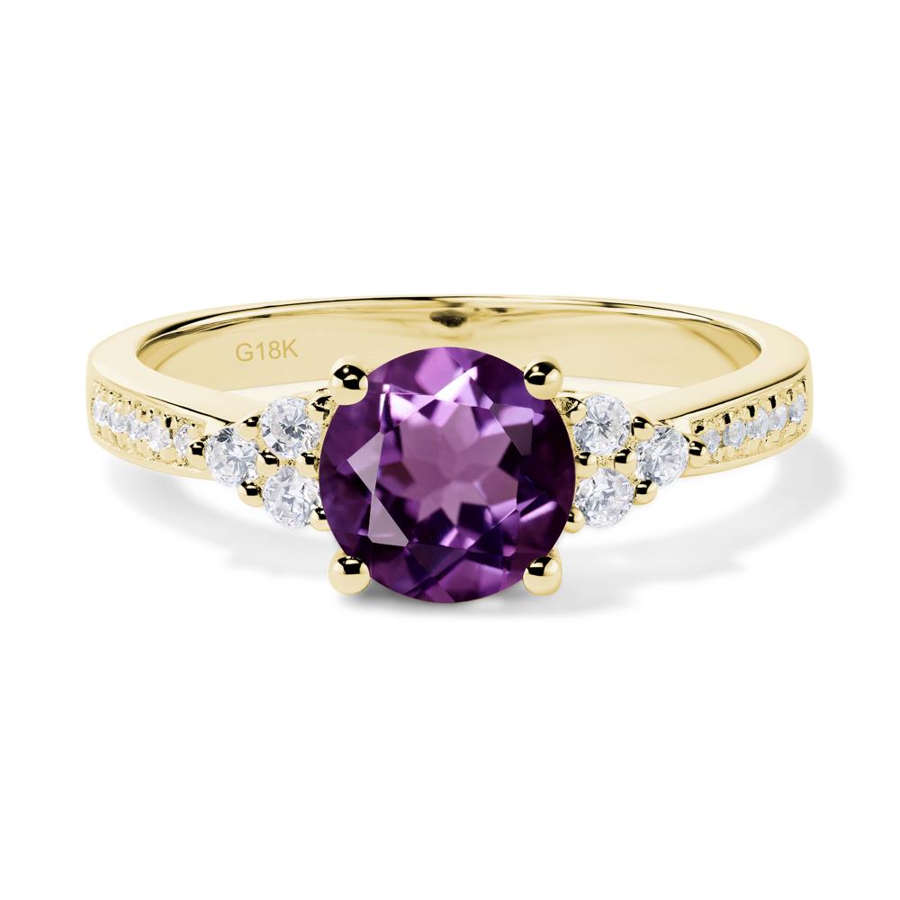 Round Cut Amethyst Engagement Ring - LUO Jewelry #metal_18k yellow gold