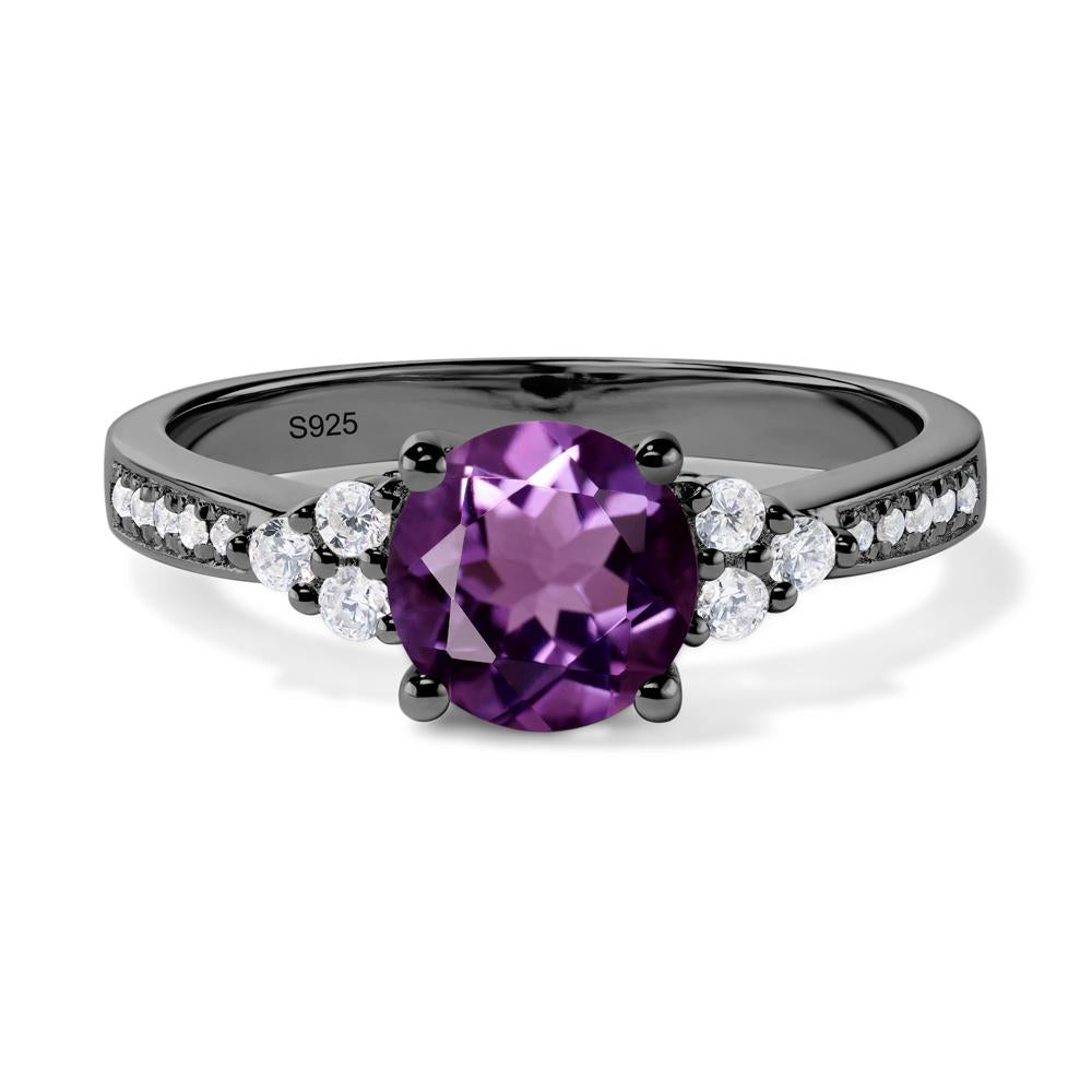 Round Cut Amethyst Engagement Ring - LUO Jewelry #metal_black finish sterling silver