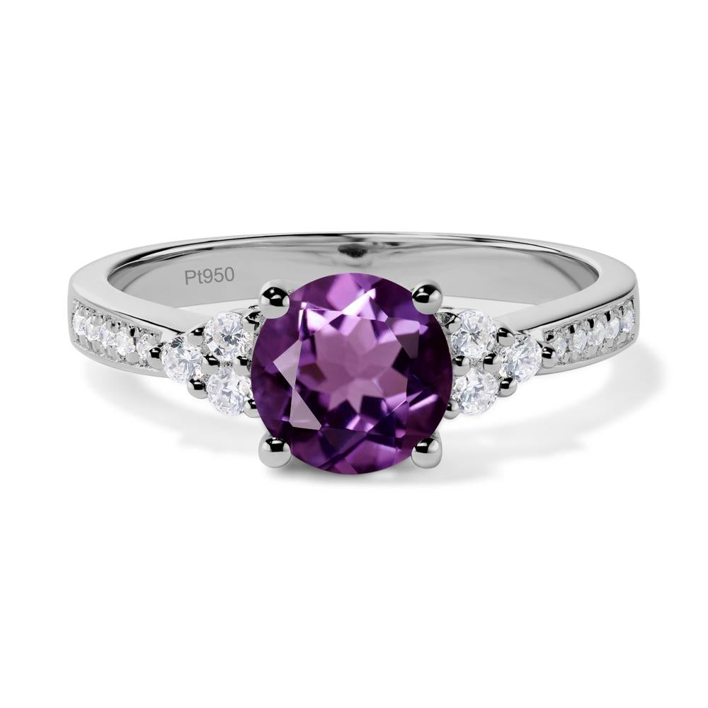 Round Cut Amethyst Engagement Ring - LUO Jewelry #metal_platinum